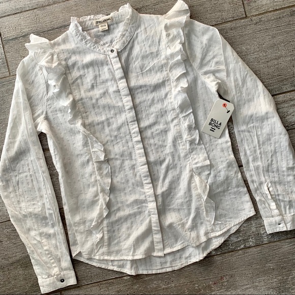 🔥🔥BILLABONG - RUFFLE LS BUTTON DOWN TOP 🔥🔥 - Picture 2 of 6